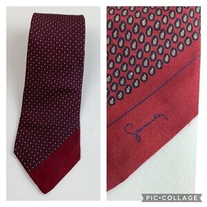 Givenchy silk burgundy micro paisley print signature tie vintage in EUC